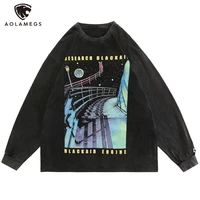 aolamegs distressed sweatshirt men star planet illustration oversize pullover casual high street washed hoodie couple streetwear