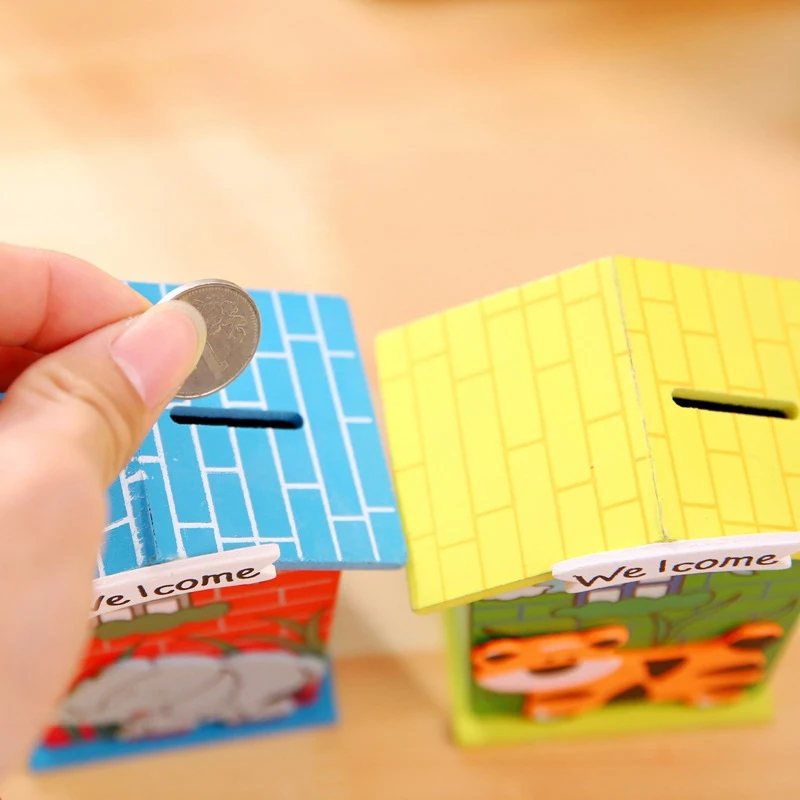 Деревянные детские банковские игрушки в форме домика копилки для детей монет