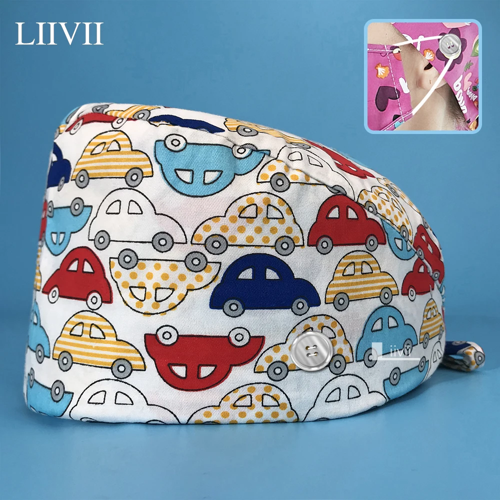 

Nutritionist Working Cap Pet Clinic Scrubs Doctor Hats Cartoon Printing Beautician Work Hats for Women Sweat-absorbent Wholesale