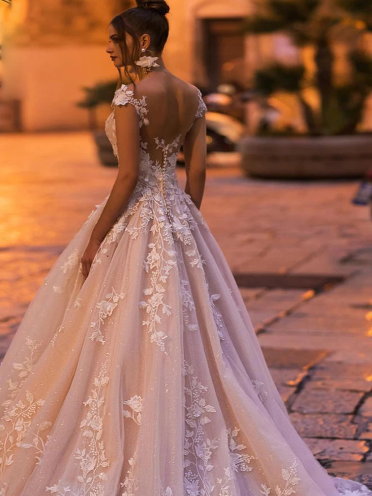 

Hi Shy Bride New Simple Wedding Dress Backless Sleeveless Design Chiffon Lace Bride Dresses Princess Dress Plus Size Tailor-made