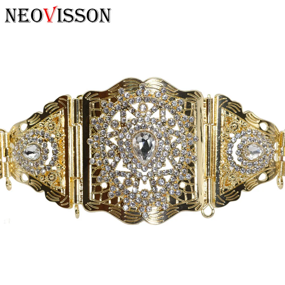 NEOVISSON rhinestone металлический пояс для женщин morocco caftan поясная цепь Золото Серебро Цвет украшения для тела Регулируемая длина - Окраска металла: NV864gold