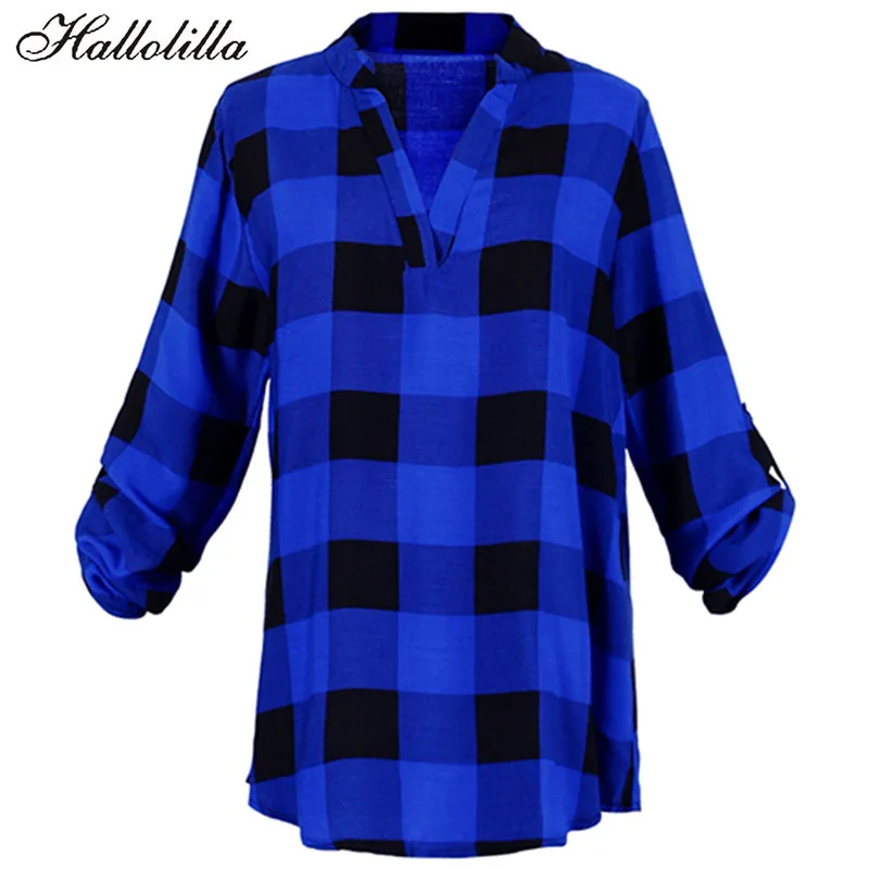 Популярная блузка рубашка женские рубашки Женская Повседневная клетчатая