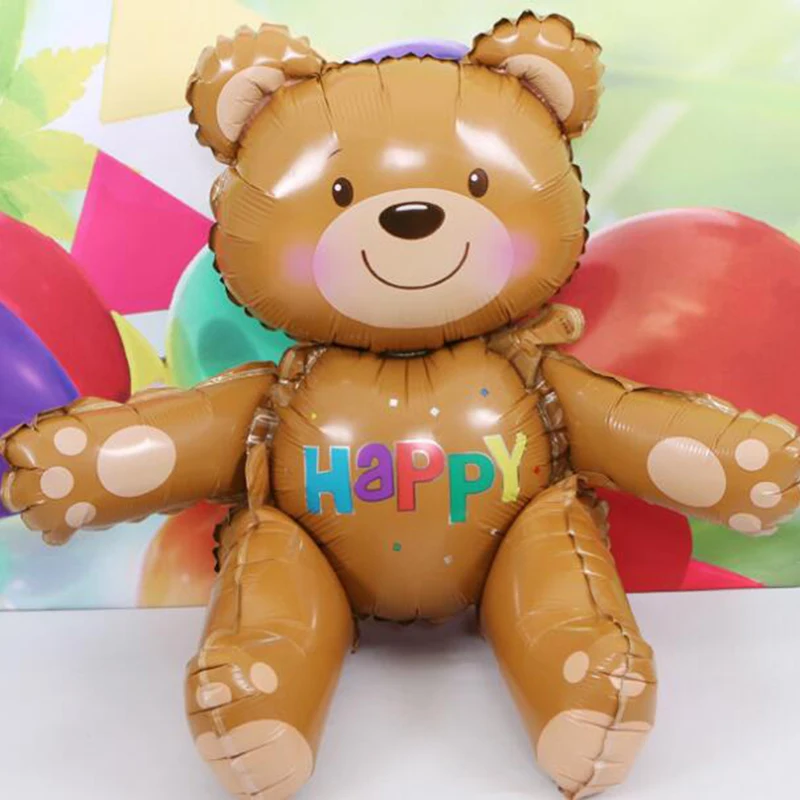 Мультяшный 3D Медведь фольгированные шары детское украшение Гелиевый шар на день