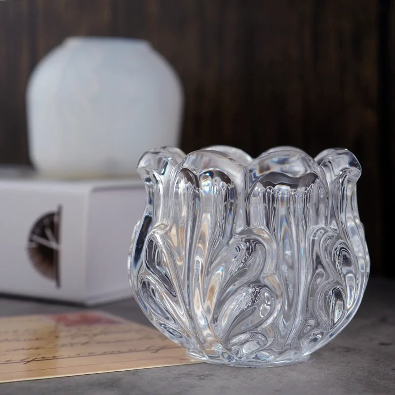 

Crystal Epoxy Silicone Candle Holder Mold for Glass Candle Holders Storage Box Ashtray Mirror Silicone Mold for Resin