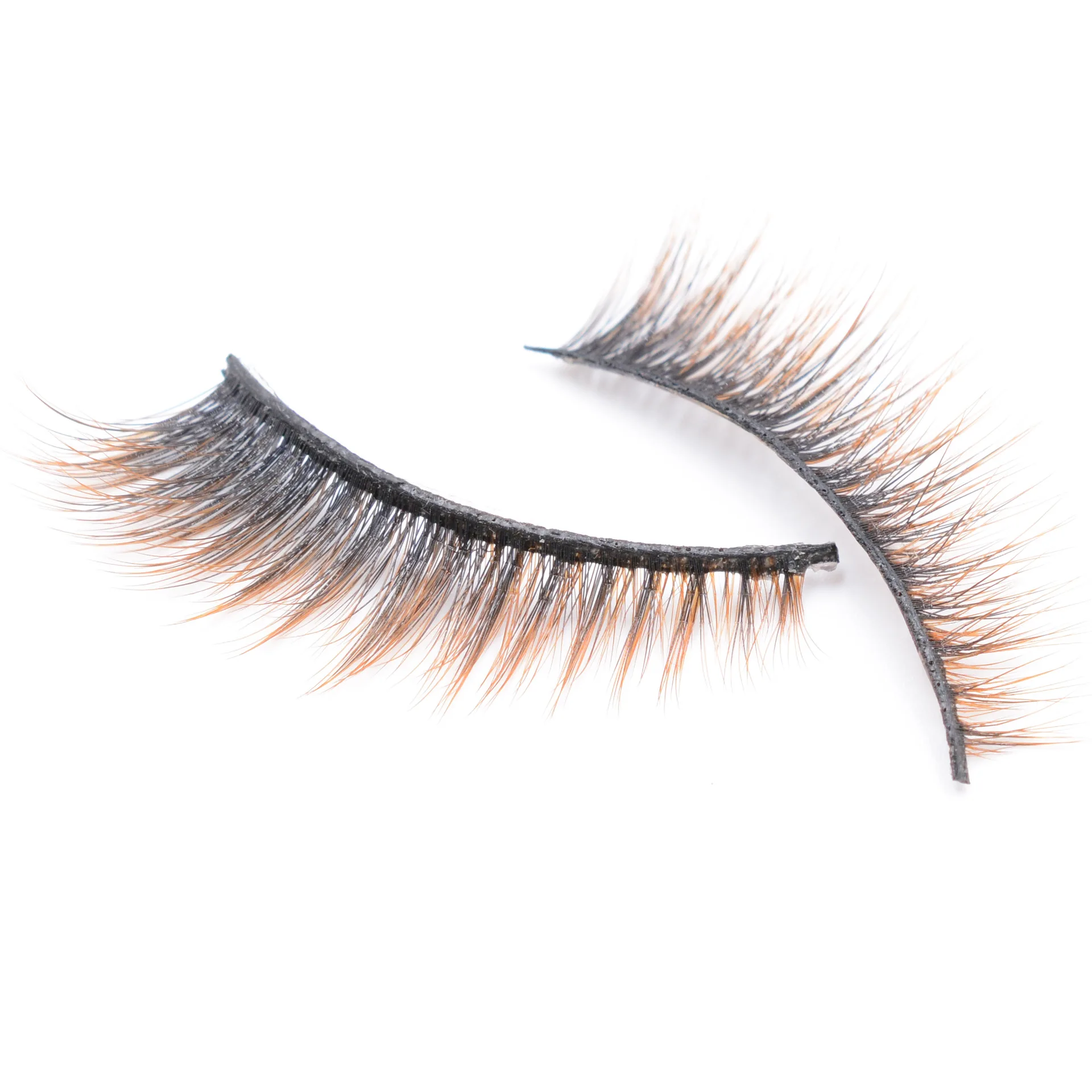 Накладные ресницы из натурального меха норки 3D коричневый градиентный цвет