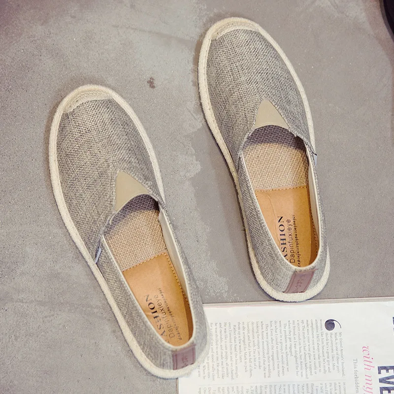 

Mazefeng Breathable Linen Casual Men's Shoes Old Beijing Cloth Shoes Canvas Summer Leisure Flat Fisherman Driving Shoes Wicking