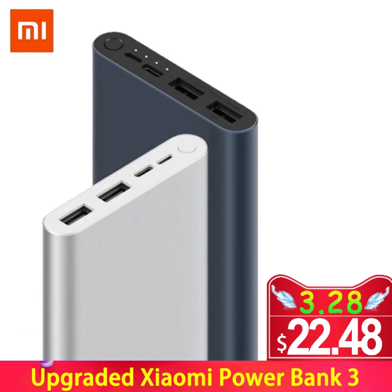 Новый внешний аккумулятор Xiaomi Mi Power Bank 3 10000 мАч портативный для быстрой зарядки