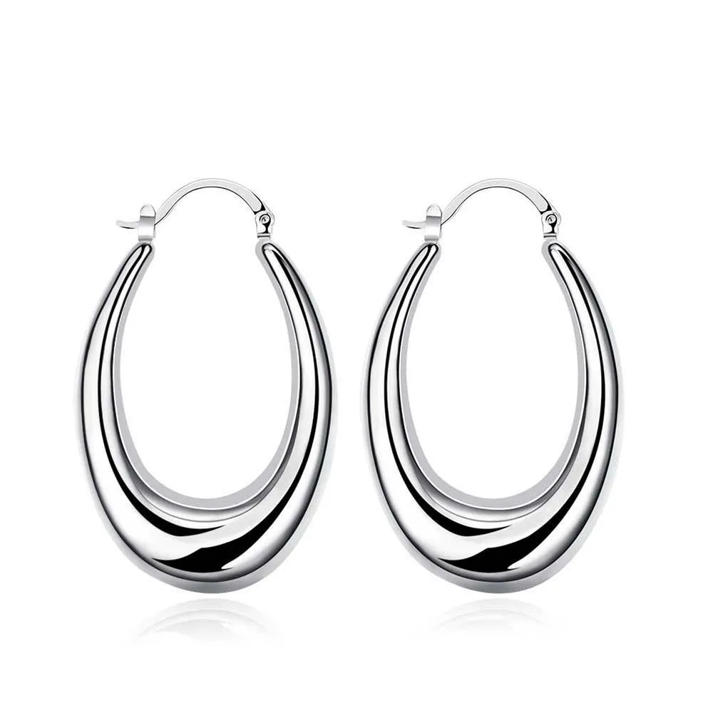 

Personality Hyperbole 925 Sterling Silver Simple Smooth Big Circle Hoop Earrings For Women Sterling-Silver-Jewelry Pendientes Ba