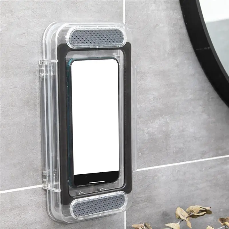 

1 Pc Anti-fog Phone Rack Waterproof Touchable Storage Box with Loudspeaker