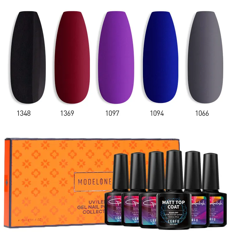 Modelones 6 шт./лот матовый лак для ногтей УФ гель Блестящий цветной с коробкой эмаль
