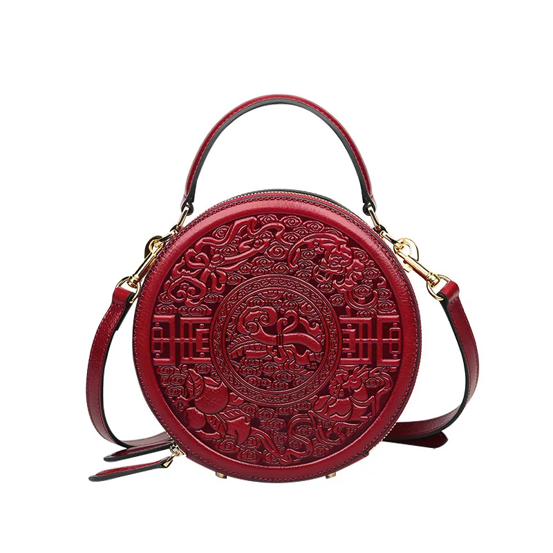 Винтажный тисненый дизайнерский женский круговой кошелек из натуральной бычьей