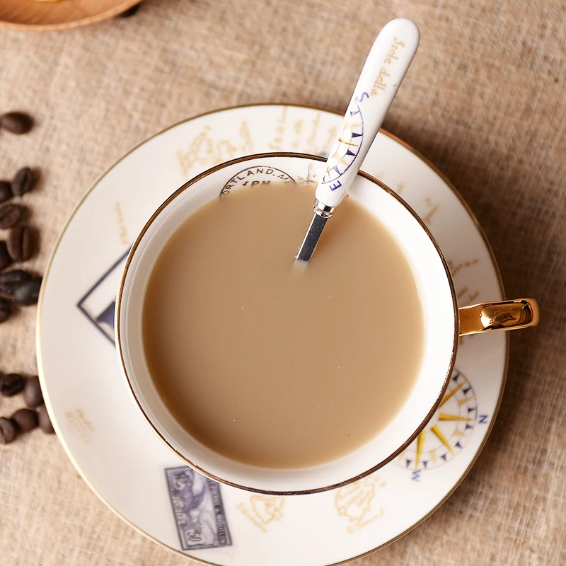 Ретро штамп костяного фарфора чайная чашка блюдце ложка набор 200 мл Европейский
