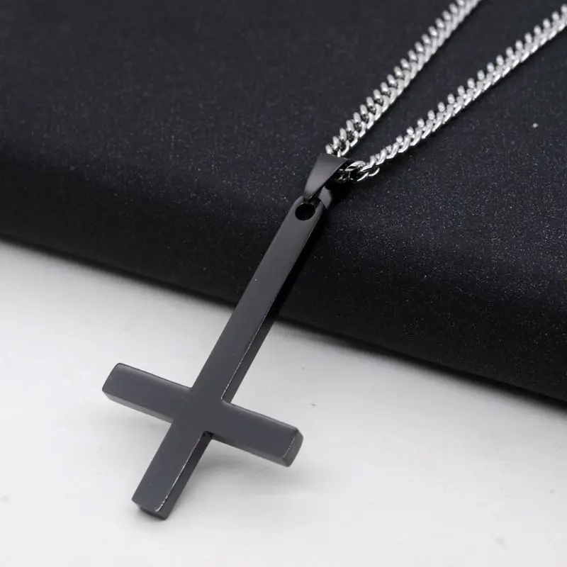 Hot Stainless Steel Upside Down Cross Necklace Inverted Pendant with Chain | Украшения и аксессуары