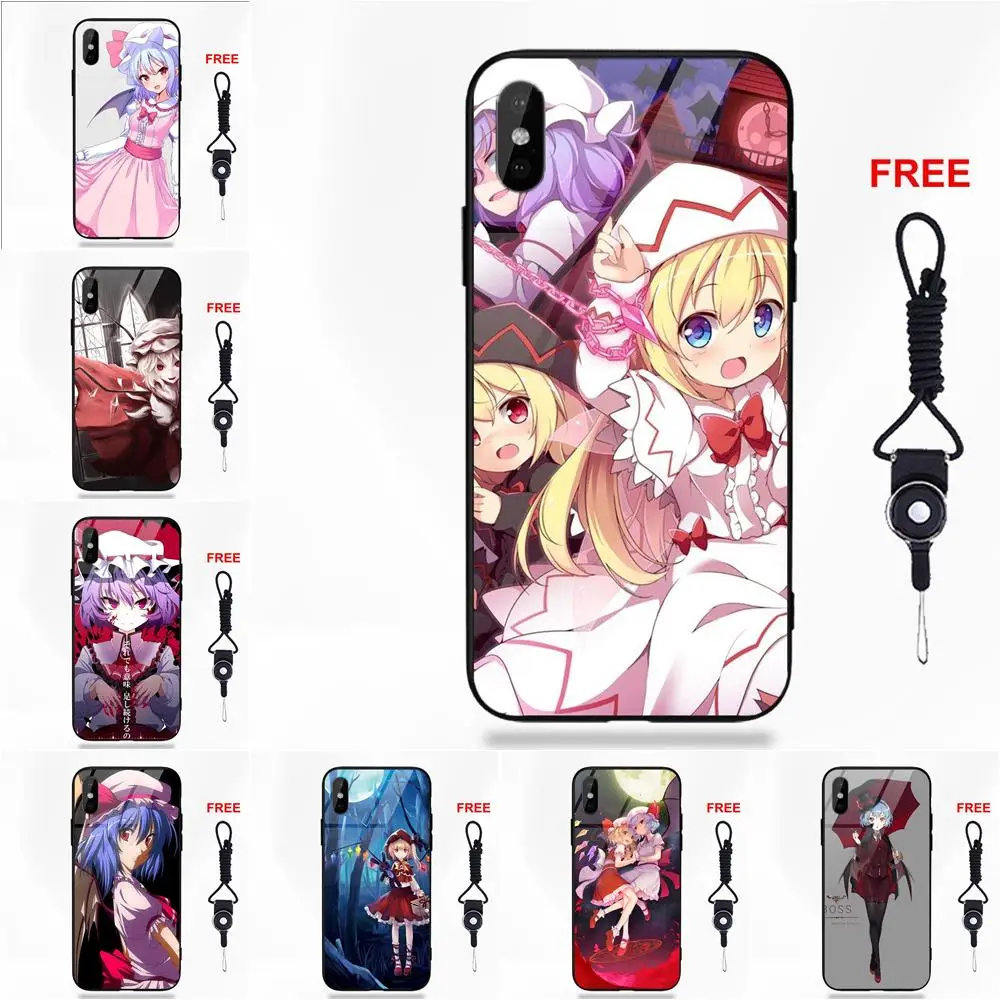 Мягкая рамка из ТПУ + закаленное стекло Стильный чехол Аниме Touhou Scarlet Eyes для Apple