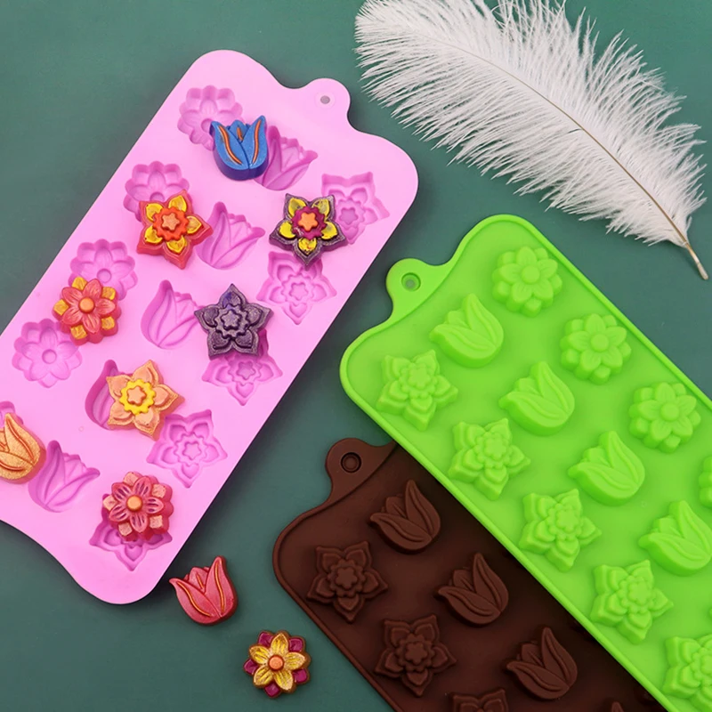 Силиконовая форма сделай сам для цветов мыла 3D торта с тюльпаном шоколадного