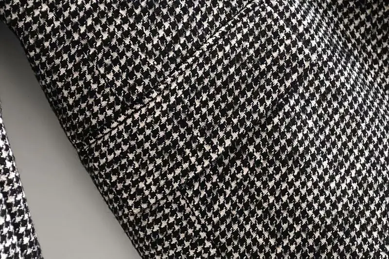 England women blazer elegant office lady Houndstooth Za blazer women outwear long sleeve double breasted female jacket blazer