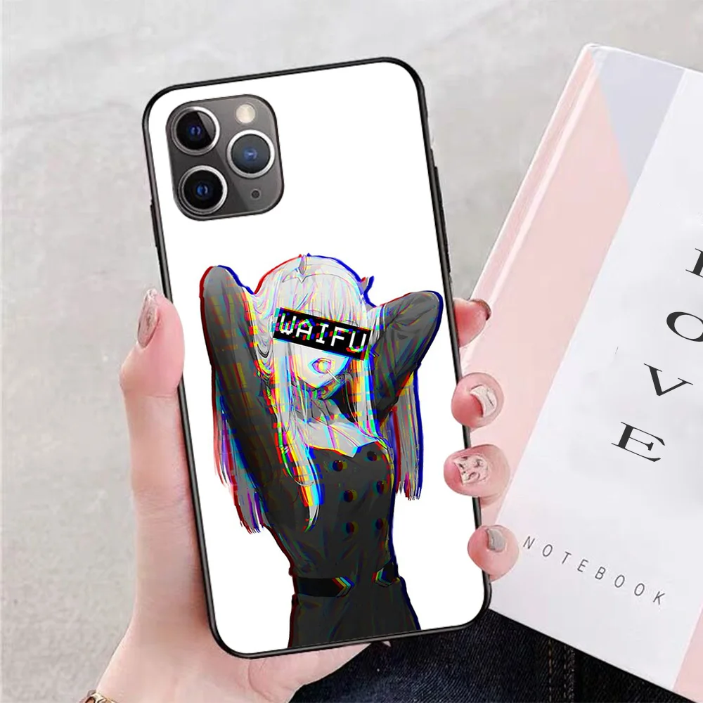 

For iPhone Zero Two Waifu Soft TPU Border Apple iPhone Case