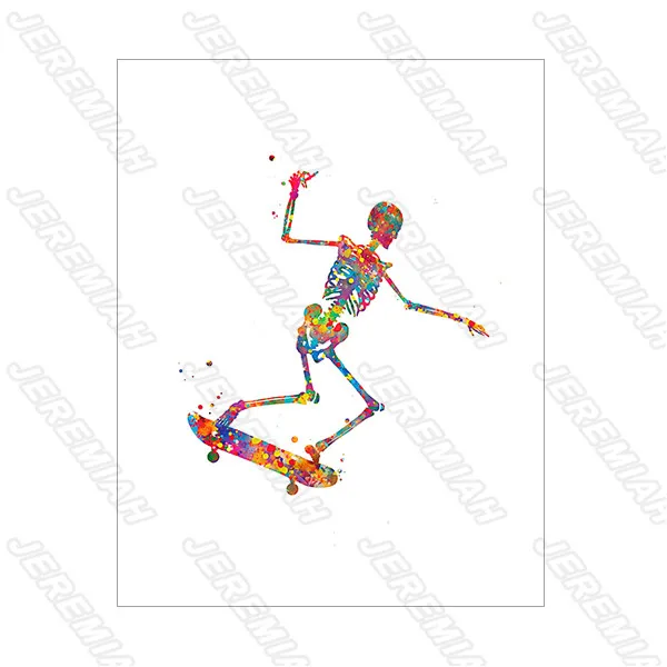 

Sporty Color Skull Character Poster Nordic Style Wall Art Canvas Print Painting Modern Living Room Bedroom Decoration