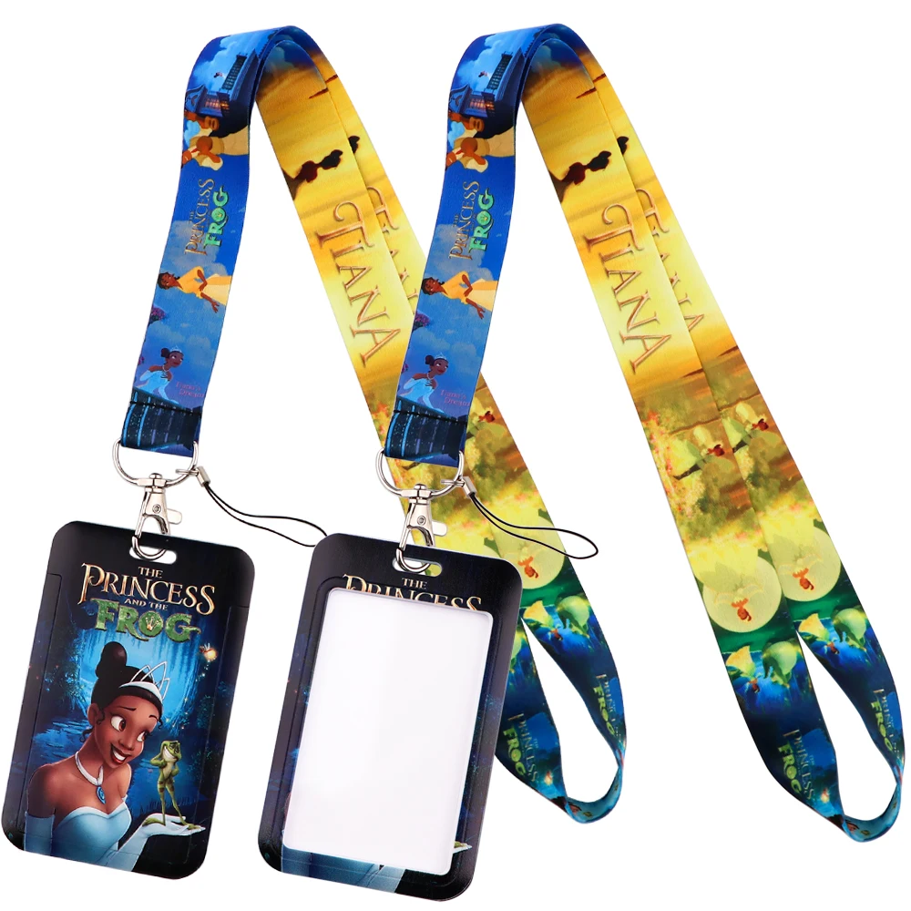 

LB1974 Princess and Frog Lanyard Credit Card ID Holder Bag Student Women Travel Card Cover Badge Car Keychain Gifts Accessory