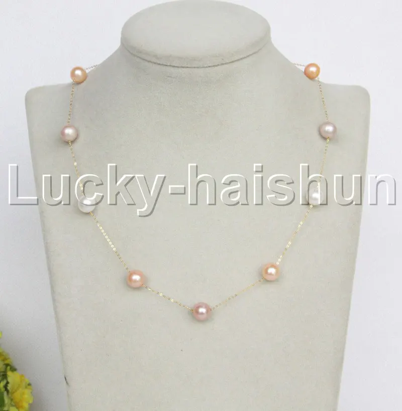 

Ожерелье JQHS 10 мм 14KT из твердого искусственного жемчуга круглой формы, белого, розового, фиолетового цветов