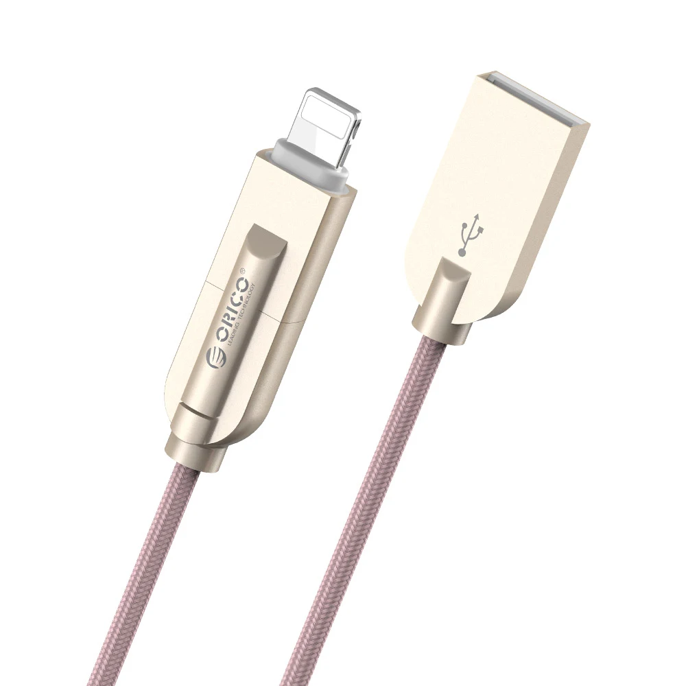 ORICO, освещение Micro USB кабель 2-в-1 2.4A Max быстрая Зарядное устройство Кабель-адаптер для iphone ipad samsung Xiaomi huawei - Цвет: Pink Cable