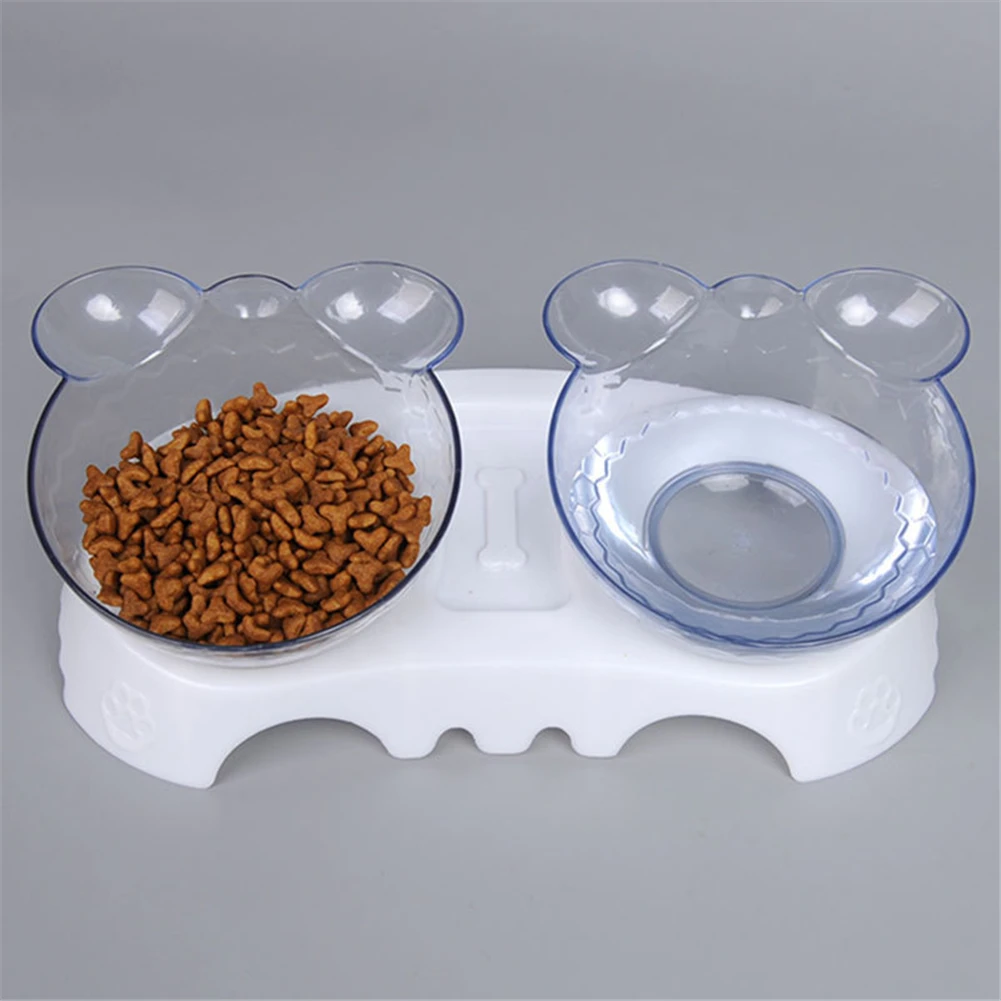 

Pet Food Water Feeder Durable Cat Dog Feeding Bowls Protection Cervical Pet Snack Bowls Non-Slip Double Bowl With Raised Stand