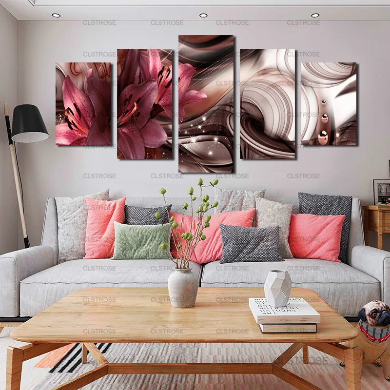 

Home Wall Decoration Painting Dark Red Lily Poster Decoration In Bedroom Living Room Canvas Painting Hd Printing