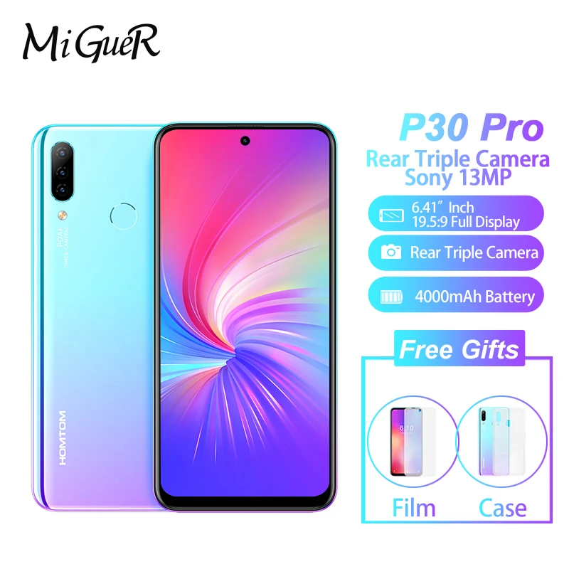 HOMTOM P30 pro Android9.0 стеклянный Чехол для мобильного телефона 4 Гб 64 ГБ 4000 мАч 6 41 дюймов