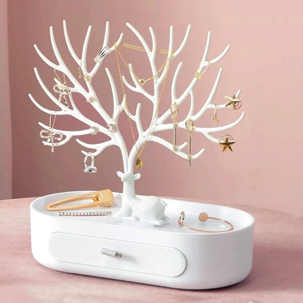 

White Pink Deer Earring Necklace Ring Pendant Bracelet Jewelry Cases Display Stand Tray Tree Storage Drawer Cosmetic Jewelry Box