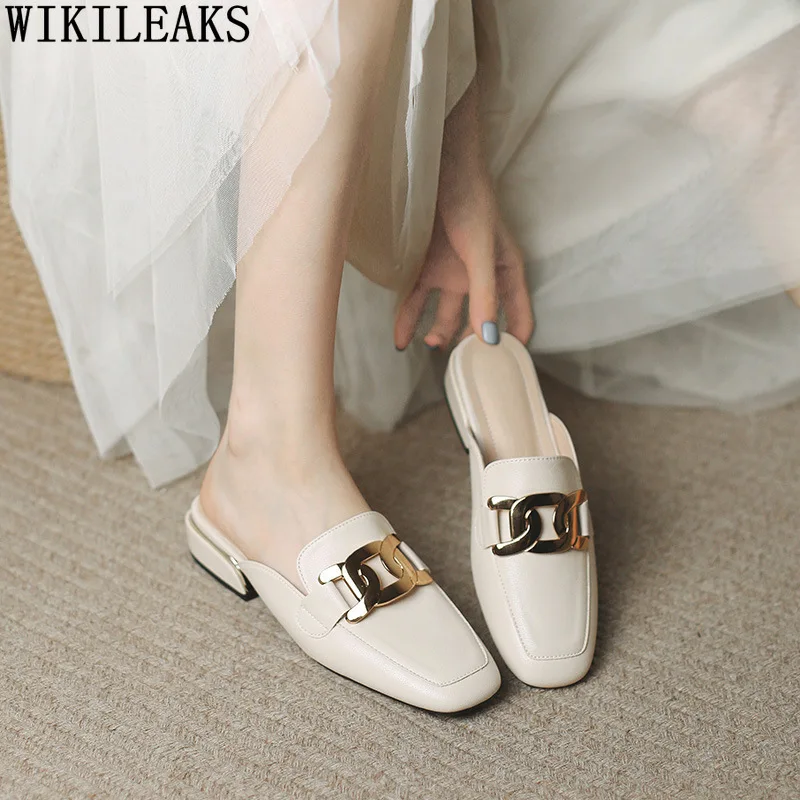 

Ladies Slippers Mules Shoes Women High Heels Slippers Women Summer 2021 Square Toe Heels Woman Slippers Pumps Women Shoes Scarpe