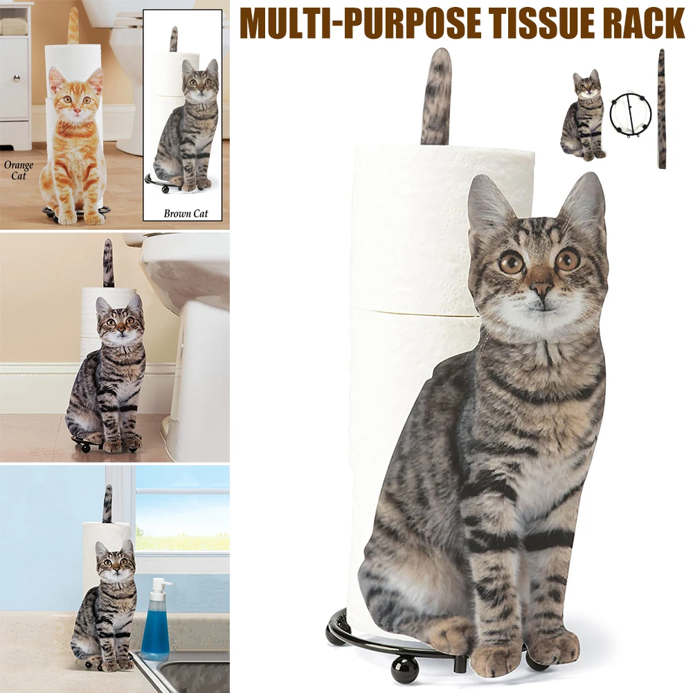 

Paper Holder Cat Shape Bathroom Toilet Paper Storage Rack Gift for Cat Lovers uacr Tissue Boxes Kitchen Storage & Organization