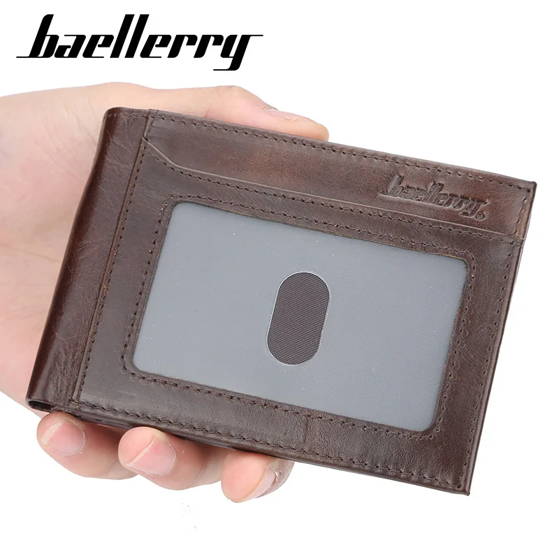 

Baellerry Business Men Card Holder Genuine Leather Bank Credit Card Clips Multi Card Coin Purse Small Wallets for Male tarjetero