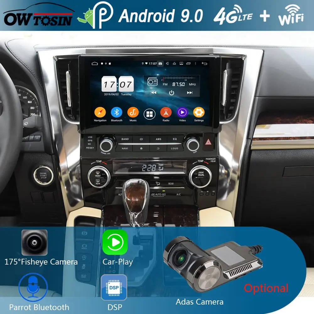 10 1 &quotIPS Octa Core 4G RAM + 64G ROM Android 9 0 автомобильный DVD радио GPS для Toyota Alphard 2015 2016 2017 DSP CarPlay