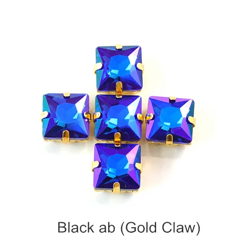 Black AB Квадратные много цветов стеклянные стразы шьют на стразы с коготь Flatback лучшие стеклянные стразы пришить на коготь из стразов для одежды B3467 - Цвет: Black AB