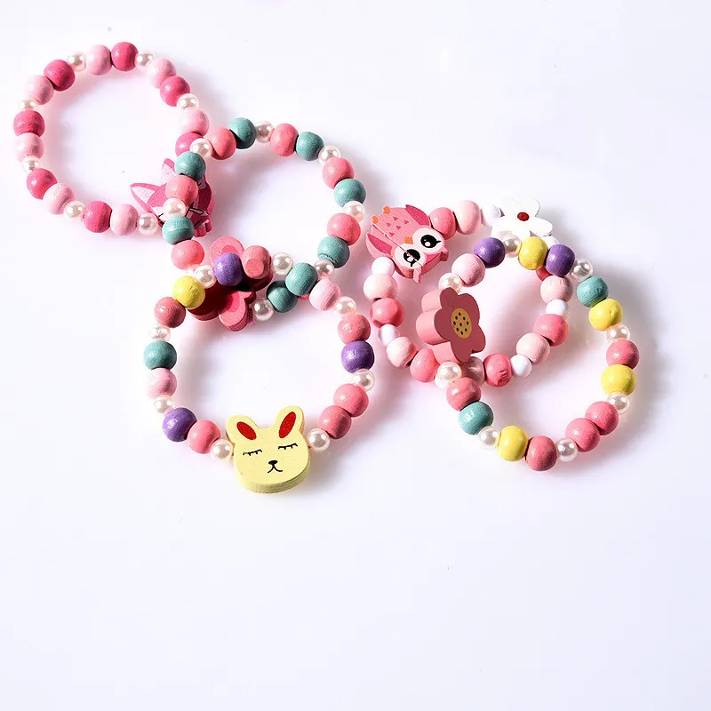 

Girl Beads Toys Necklace+Bracelet Set Butterflies Flowers Baby Handmade Necklace Accessories Princess Children Birthday Gifts