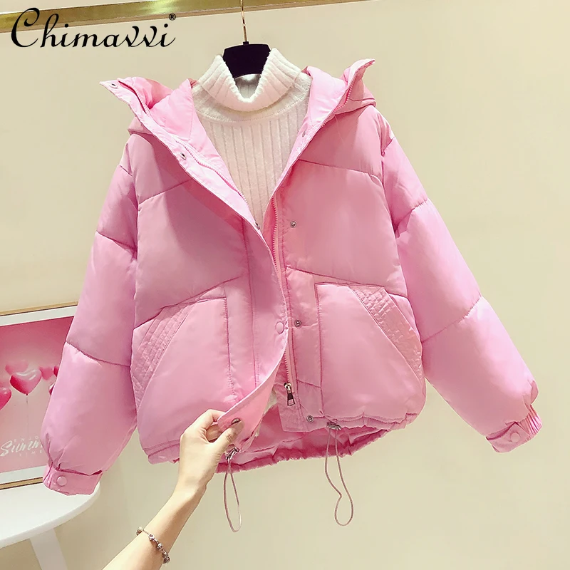 

2021 Winter Clothes Fashion Loose Sweet Thick Short Cotton Jacket Women's All-Match Girly Style Long-Sleeved Cotton-Padded Coat