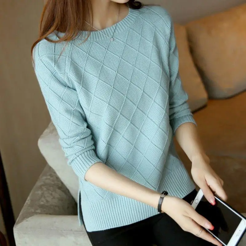 Fashion Ladies Full Sleeve Women Knitting Sweater Solid O-Neck Pullover Jumper Female Casual Knitted Girls Sweaters | Женская одежда