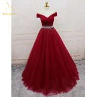bealegantom stock tulle v neck evening dresses 2021 with sequin long lace up celebrity formal prom party gown for women qa1620
