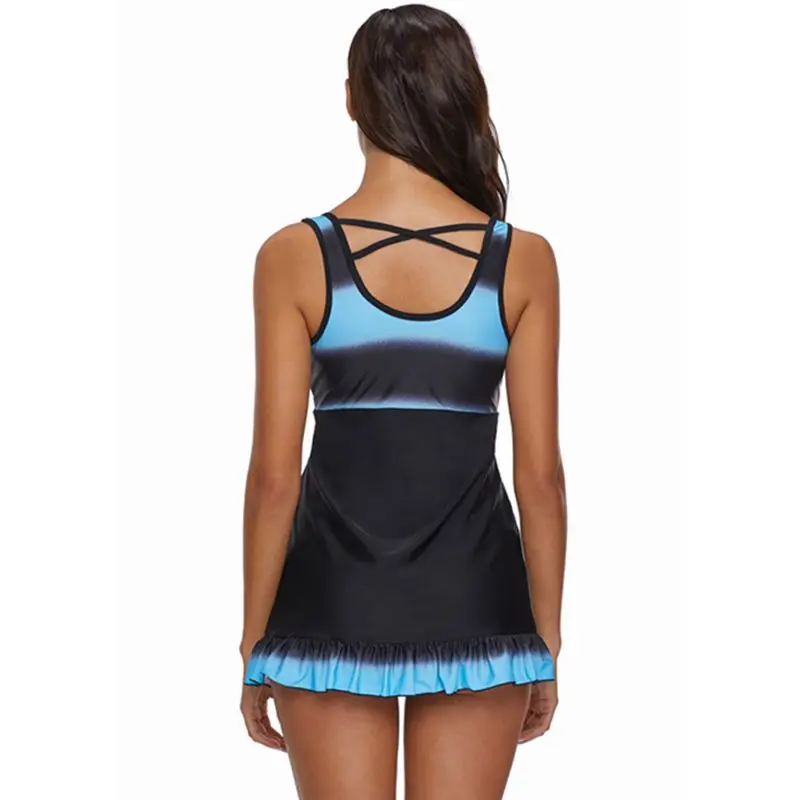 

2020 Sexy Vintage Print One Piece Swimsuit Dress Plus size Monokini Swimwear Women Female Bodysuit Bathing Suit Dress 4XL