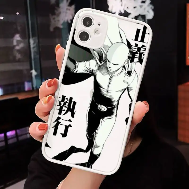 

Anime One Punch Man Phone Case For iPhone 12 11 Mini Pro XR XS Max 7 8 Plus X Matte transparent White Cover