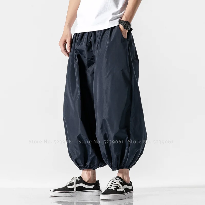 Мужские повседневные японские Свободные шаровары ретро Hanfu широкие брюки