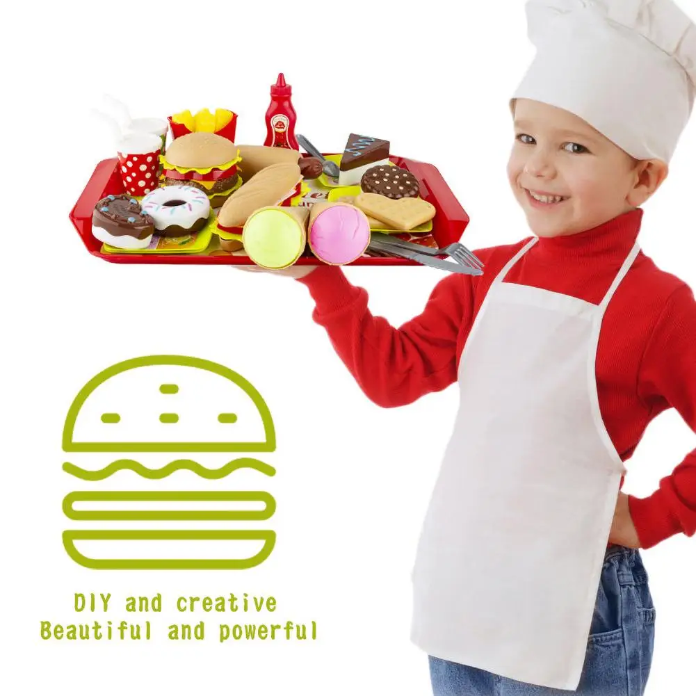 

49Pcs Kid Simulated French Fries Hamburger Fast Food Model Pretend Play House Toy Kitchen Restaurant Food Toys
