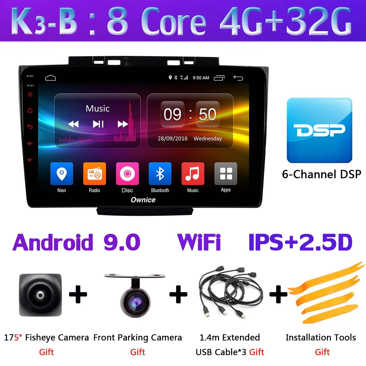 K3-B Ownice K1 K3 K5 K6 автомобильный dvd-плеер gps радио для Haval Hover Greatwall Great Wall H5 H3 2013- CarPlay DSP Adas 360 ° панорамный - Цвет: K3-B