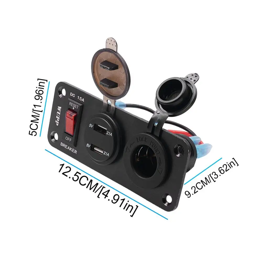

Car Yacht Three-in-one Power Failure Protection Switch Panel Car Dual USB Fast Charge Digital Display Voltage Cigarette Lighter