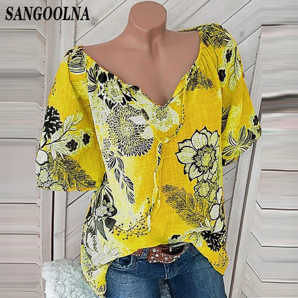 Женская блузка с цветочным принтом винтажная туника на одно плечо коротким