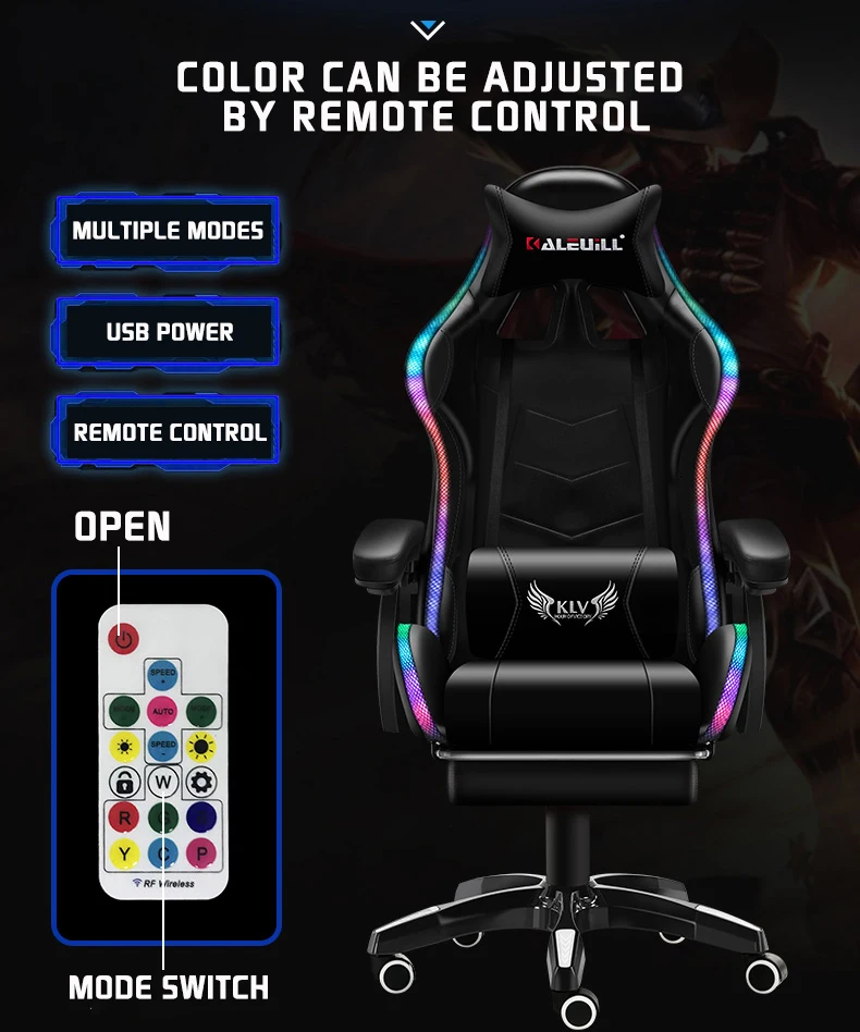 

WCG LoL Cool competition chair Flash color light Game Chair Bluetooth Audio computer chair Ergonomics Massage office chair