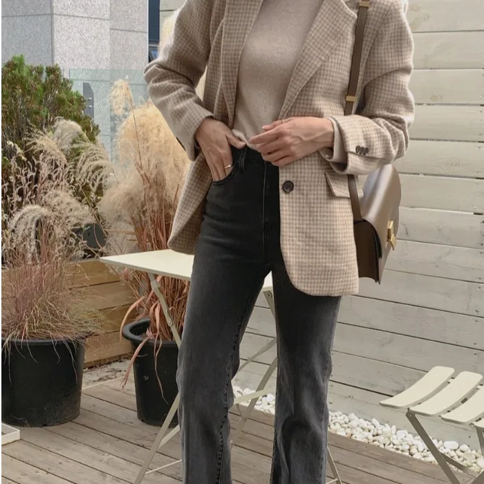 Корейский Шикарный ретро клетчатый костюм Miss Don't женский осенне зимний