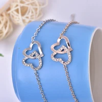 heart shape bracelet women bracelets stainless steel couple jewelry gift double heart bracelet christmas gift