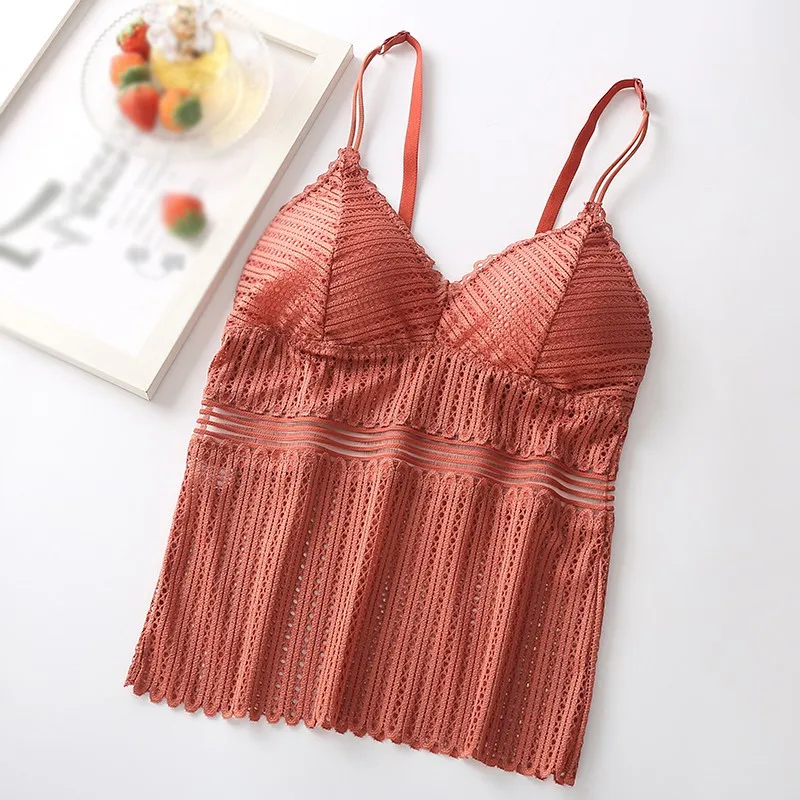 Летний маленький кружевной жилет с v-образным вырезом без стального кольца |