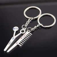 best style hairstylist essential scissors comb decoration keychain hairdresser gift key couple keychain